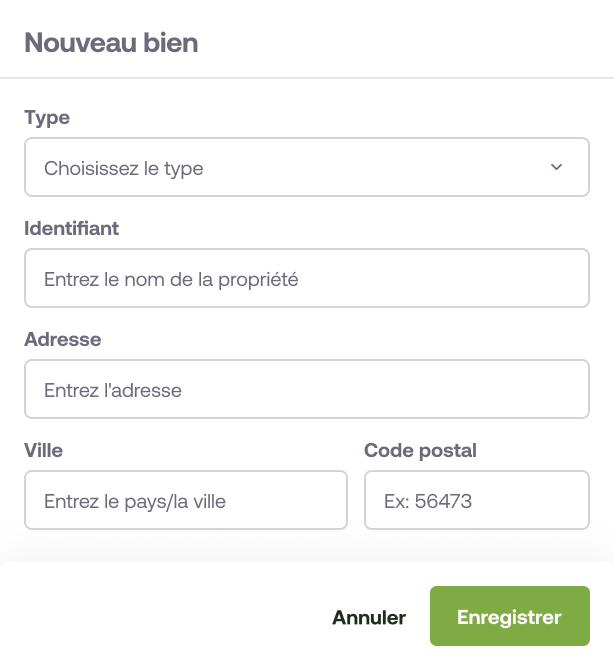 Créer un bien